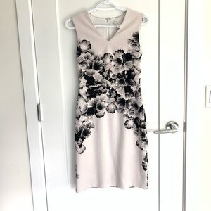 White House Black Market Black and White Floral Sheath Dress